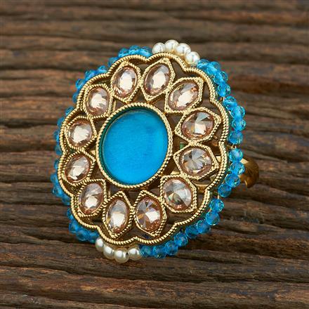 Antique Adjustable Ring With Mehndi Plating