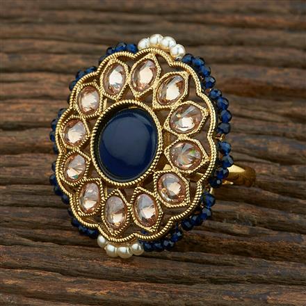 Antique Adjustable Ring With Mehndi Plating