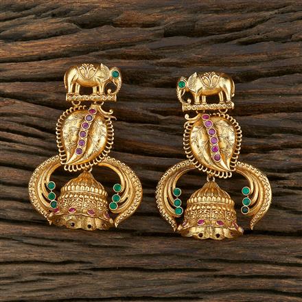 Antique South Indian Earring With Matte Gold Plating