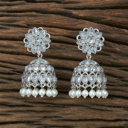 Antique Jhumki With Rhodium Plating