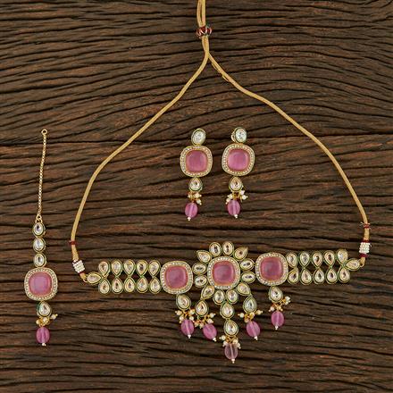 Antique Monalisa Stone Necklace With Gold Plating