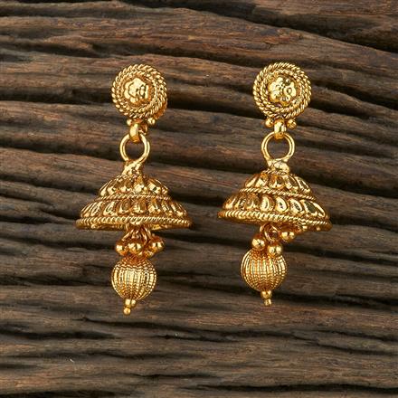 Antique Plain Gold Earring With Gold Plating