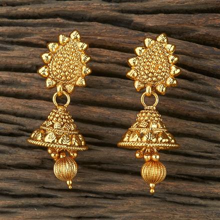 Antique Plain Gold Earring With Gold Plating