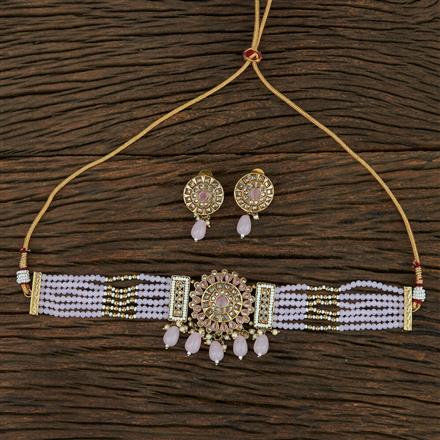 Antique Pearl Necklace With Mehndi Plating