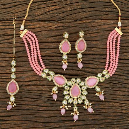 Antique Monalisa Stone Necklace With Gold Plating