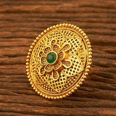 Antique Adjustable Ring With Matte Gold Plating