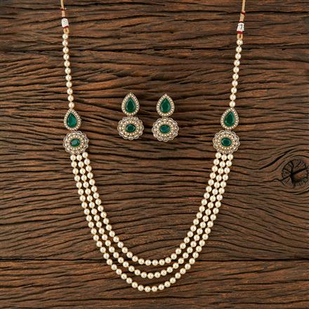 Antique Pearl Necklace With Mehndi Plating