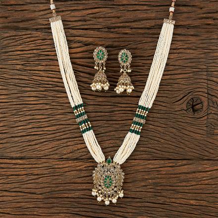 Antique Pearl Pendant Set With Mehndi Plating