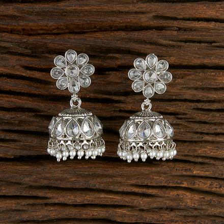 Antique Jhumki With Rhodium Plating