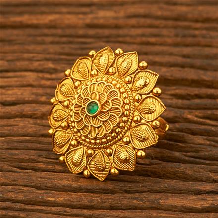 Antique Adjustable Ring With Matte Gold Plating