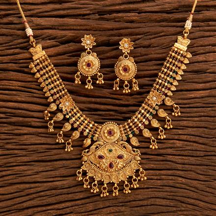 Antique Classic Necklace With Matte Gold Plating