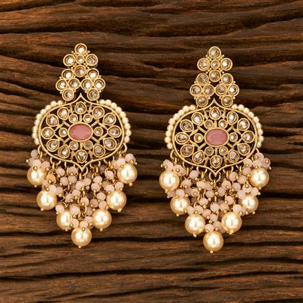Antique Pearl Earring With Mehndi Plating