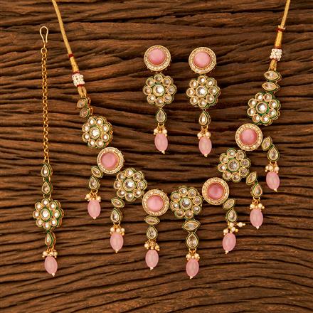 Antique Monalisa Stone Necklace With Gold Plating