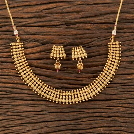 Antique Plain Matte Gold Necklace With Matte Gold Plating