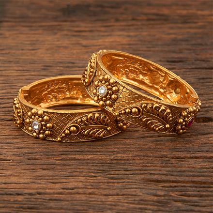 Antique Openable Bangles With Matte Gold Plating