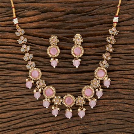 Antique Monalisa Stone Necklace With Mehndi Plating