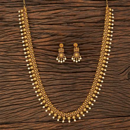 Antique South Indian Necklace With Matte Gold Plating