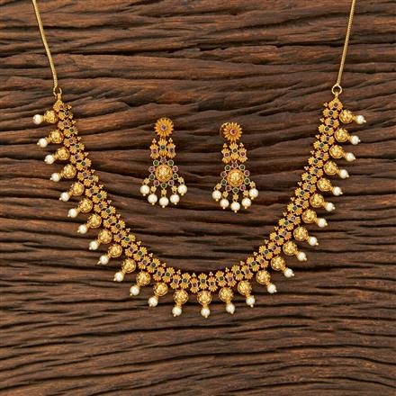 Antique South Indian Necklace With Matte Gold Plating
