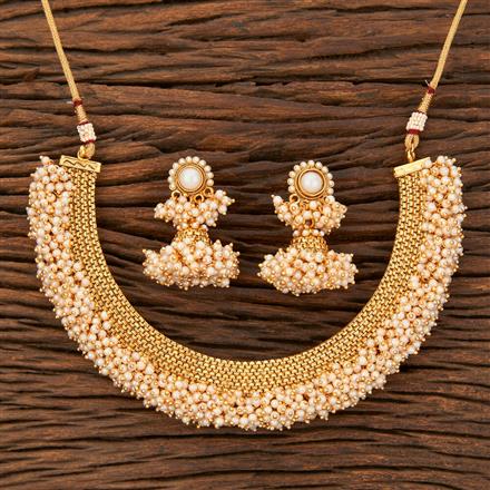Antique Pearl Necklace With Gold Plating