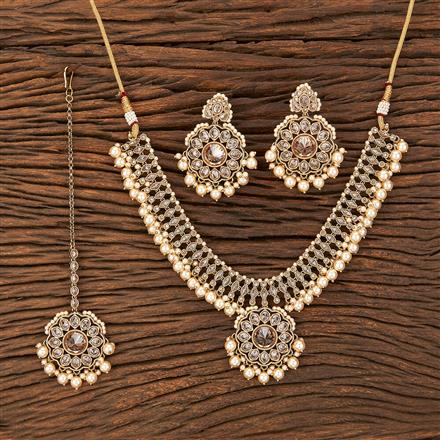 Antique Delicate Necklace With Mehndi Plating