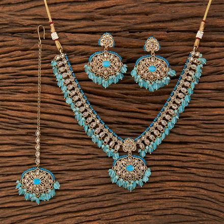 Antique Monalisa Stone Necklace With Mehndi Plating