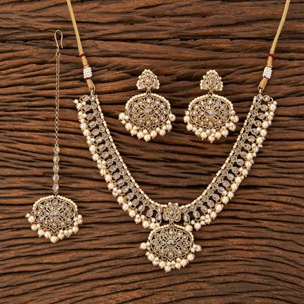Antique Monalisa Stone Necklace With Mehndi Plating