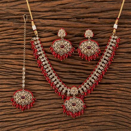 Antique Monalisa Stone Necklace With Mehndi Plating