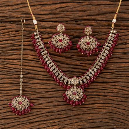 Antique Monalisa Stone Necklace With Mehndi Plating