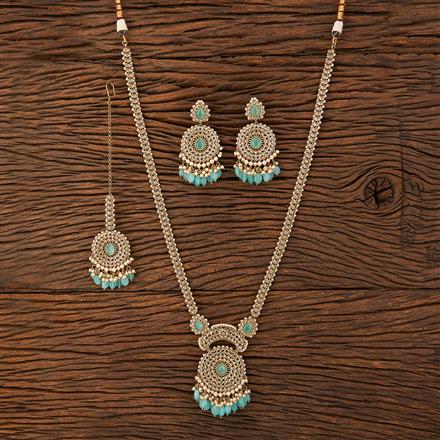 Antique Long Necklace With Mehndi Plating