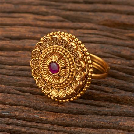 Antique Adjustable Ring With Matte Gold Plating