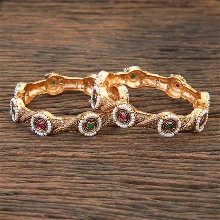 Antique Pearl Bangles With Matte Gold Plating