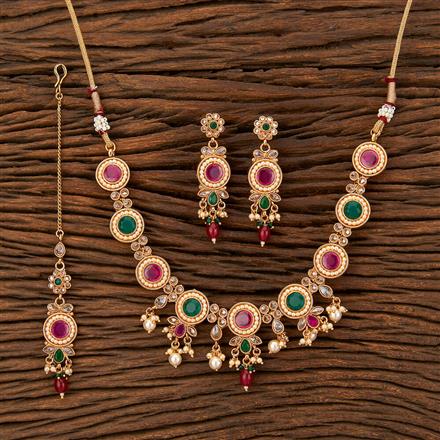 Antique Reverse Ad Necklace With Gold Plating