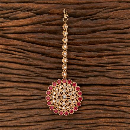 Antique Reverse Ad Stone Tikka With Gold Plating