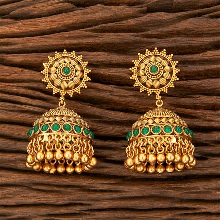Antique Jhumki With Matte Gold Plating
