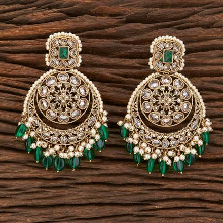 Antique Reverse Ad Stone Earring With Mehndi Plating