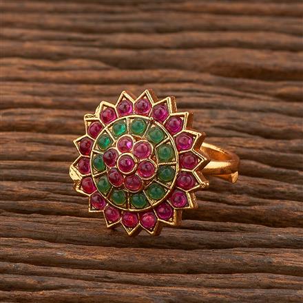 Antique Adjustable Ring With Matte Gold Plating