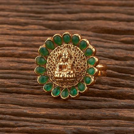 Antique Adjustable Ring With Matte Gold Plating