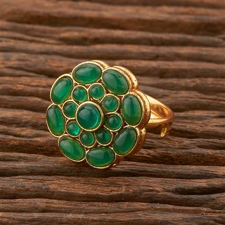 Antique Adjustable Ring With Matte Gold Plating