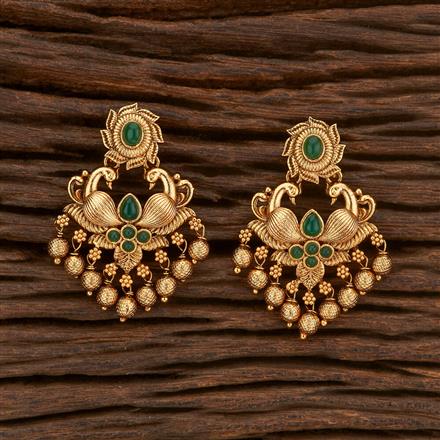 Antique Peacock Earring With Matte Gold Plating