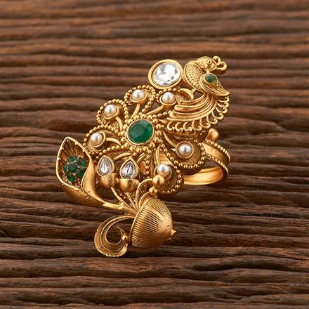 Antique Peacock Ring With Matte Gold Plating