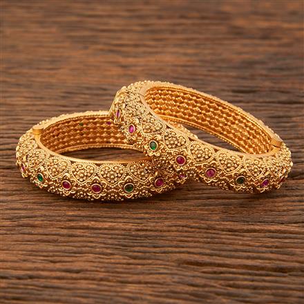 Antique Openable Bangles With Matte Gold Plating