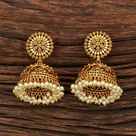 Antique Pearl Earring With Matte Gold Plating