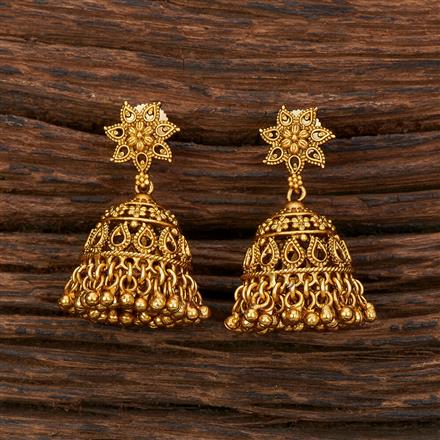 Antique Pearl Earring With Matte Gold Plating