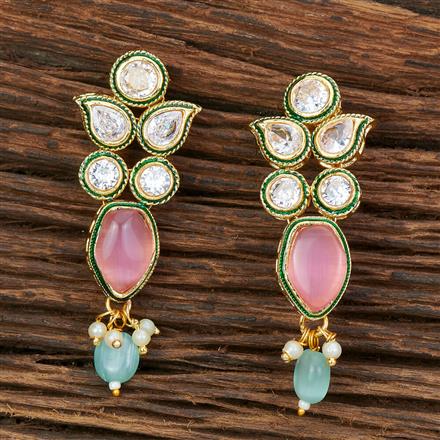 Antique Monalisa Stone Earring With Gold Plating