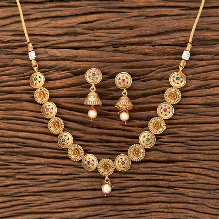 Antique Delicate Necklace With Matte Gold Plating