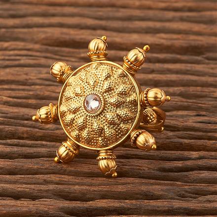 Antique Adjustable Ring With Matte Gold Plating