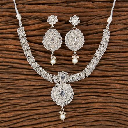 Antique Delicate Necklace With Rhodium Plating