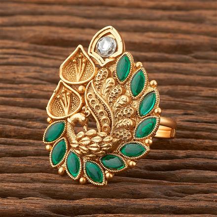 Antique Peacock Ring With Matte Gold Plating