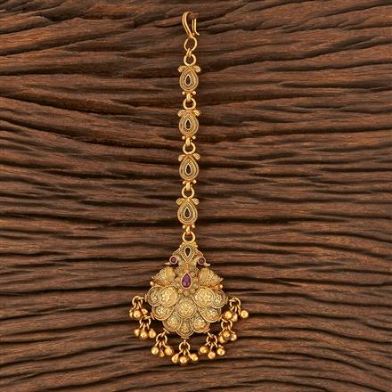 Antique Peacock Tikka With Matte Gold Plating