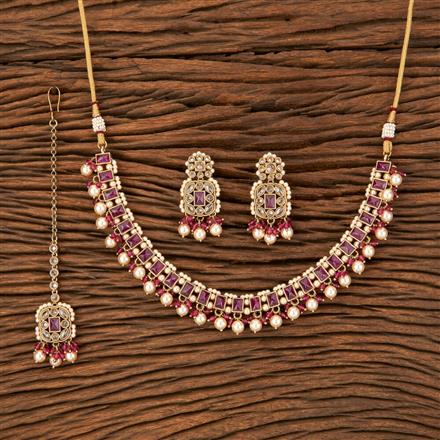 Antique Reverse Ad Necklace With Mehndi Plating